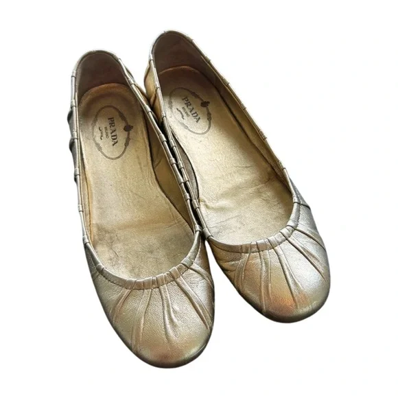 Prada Metallic Gold Flats - Picture 4 of 8